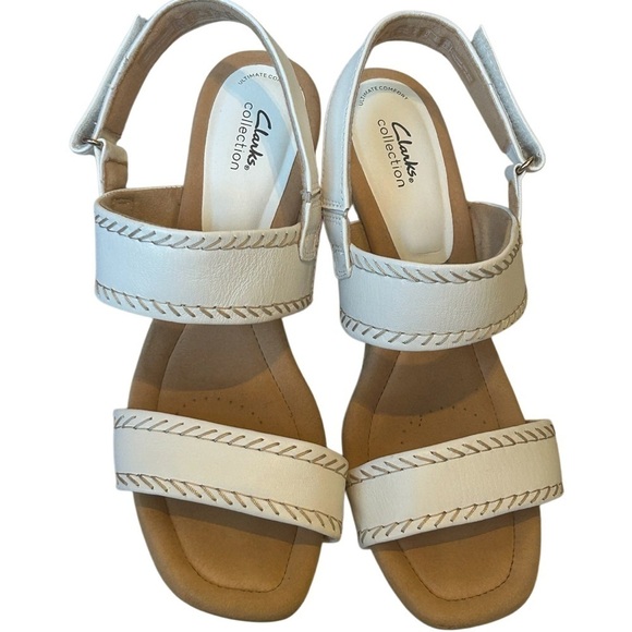 CLARKS ULTIMATE COMFORT WEDGE KYARRA ROSE SLINGBACK SANDALS, White, Size 10.5 - Picture 2 of 7